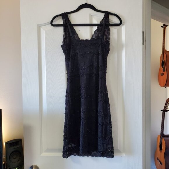 Le Château 90s Y2k Beaded Wimsigoth Fairy Black Mini Dress S - Picture 3 of 7